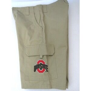 Ohio State Buckeyes NCAA Cargo Tan‎ Size 30 Flat Front Cotton Shorts NEW
